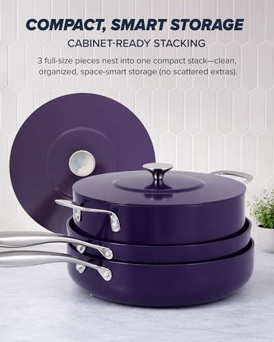Essential Series 5PC Ceramic Cookware Set PFAS (Eggplant)