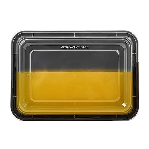 50 Pack Meal Prep Plastic Food Storage Containers With Lids 28 oz 1 Compartment Black Rectangular Reusable To Go Lunch Prepping Boxes BPA (28S-50)