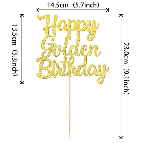 1 PCS Happy Golden Birthday Cake Topper (Golden)