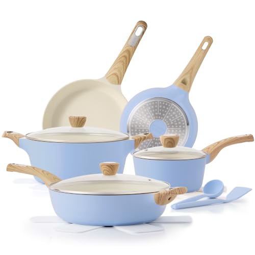 Ceramic Pots and Pans Set Nonstick (Ceramic Blue)