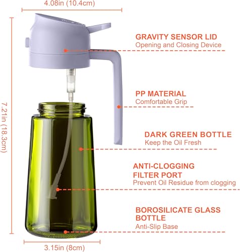 16oz 470ml Olive Oil Dispenser for Kitchen with Stickers (Light-Proof /w Stickers / Black&Purple)