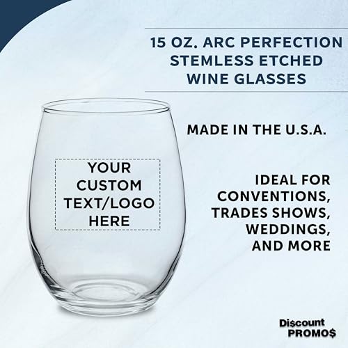 Custom Stemless Wine Glasses in Bulk by ARC Perfection (100 Count)