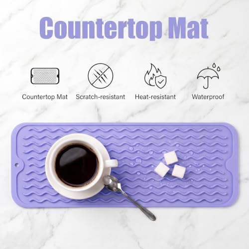 Silicone Dish Drying Mat for Multiple Usage (Light Purple / 17"L x 6"W)