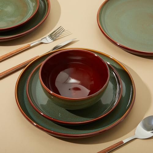 Ceramic Dinnerware Sets for 4 (Sage Green / Set (12pcs))