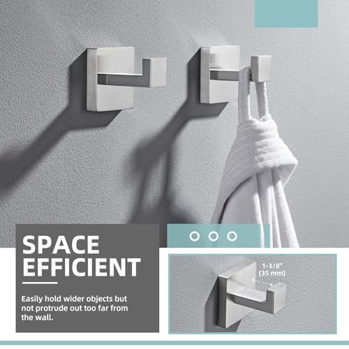 Bathroom Towel Hooks (2 Pack / Brushed Nickel)