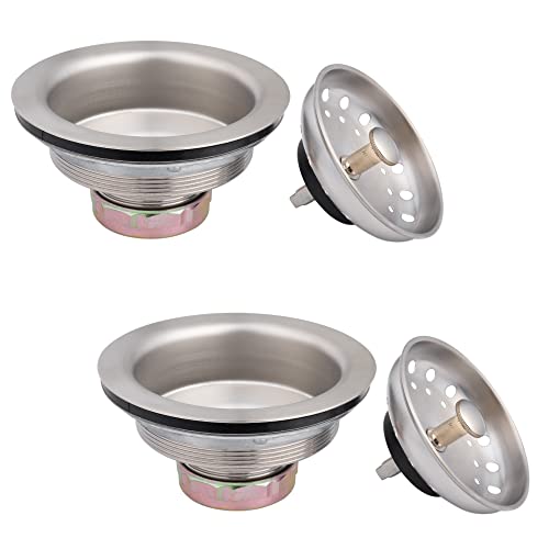 2 Pack Kitchen Sink Basket Strainer and Stopper (Stainless)