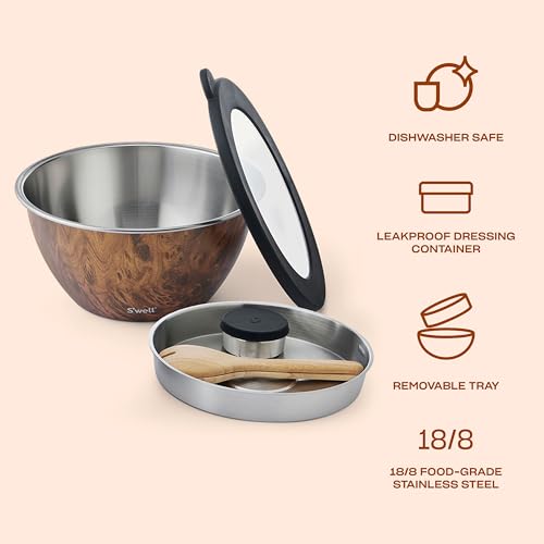 Stainless Steel Salad Bowl Kit XL 184oz (Teakwood / 184oz)