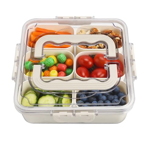 Small Snackle Box Snack Container with Lid (6 Compartments / White)