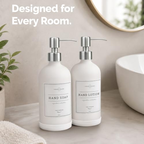 White Glass Soap Dispenser (Matte White Bottle / Silver Pump)