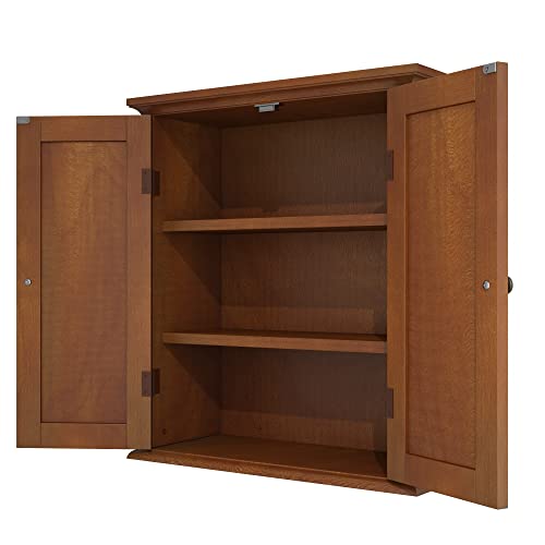 Bathroom Wall Cabinet with 2 Doors (Rustic / 8.8"D x 21.1"W x 24"H)