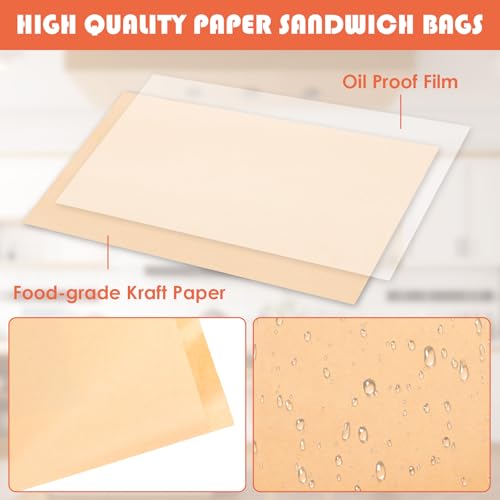 600 Pack Wax Paper Sandwich Bags 8x10 inch Wax Paper Bags (Kraft-600PCS / 8x10 inch)