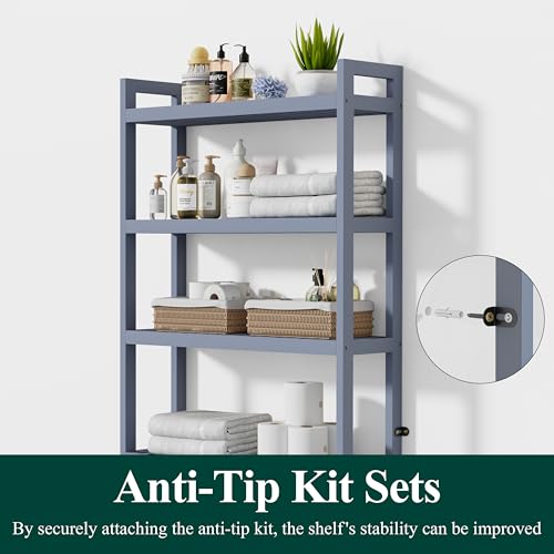 Bamboo Over The Toilet Storage Cabinet (Grey / 4 Tiers (72.8"H))