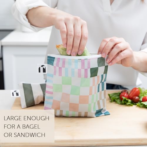 Roamio Reusable Sandwich and Snack Bags (Stripe & Multi Check)