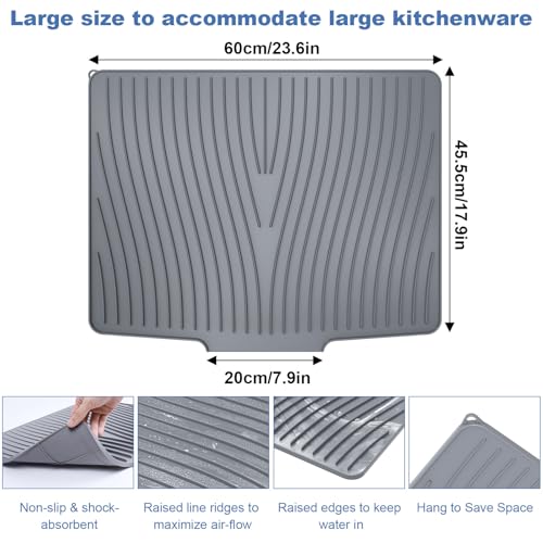 Silicone Dish Drying Mat with Drain Lip 23.6'' x 17.9'' Non (23.6'' x 17.9'')