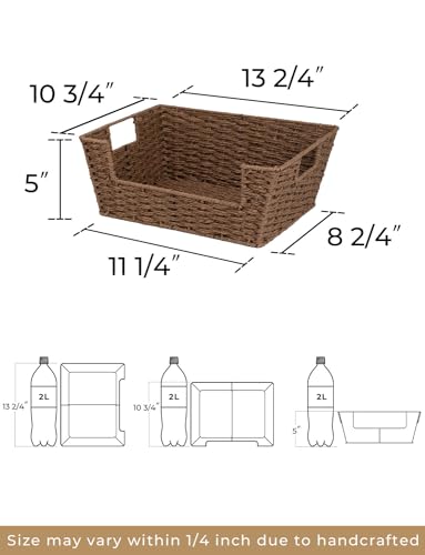 Pantry Baskets for Shelves (Brown / 13 ½"L x 10 ¾"W x 5"H)