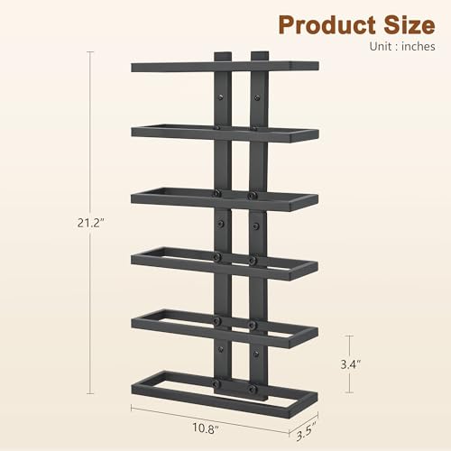 3 Set 6 Tier Wall Mount Wine Rack (3 Pack (18 Bottles) / Black)