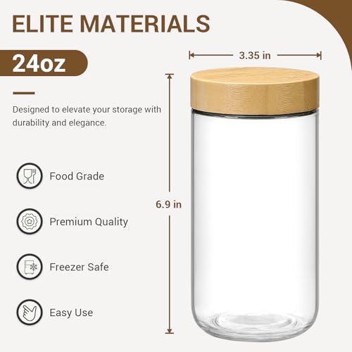 4 pack 24oz Glass jars with Airtight Lids (Natural-4-24oz)