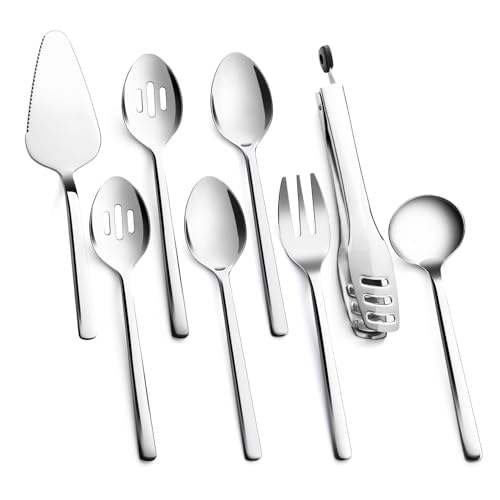 8 piece Large Hostess Serving Utensils Set (8 / Silver)