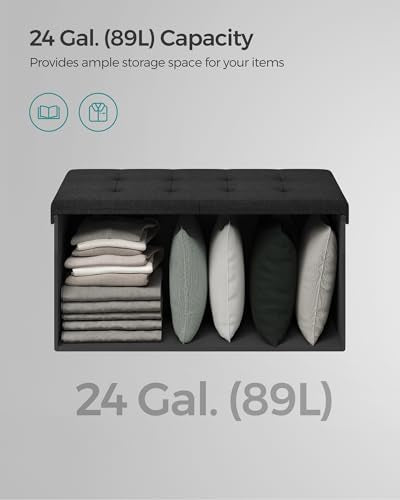 30 Inches Storage Ottoman (Ink Black / 15"D x 30"W x 15"H (with Flipping Lid))