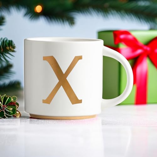 Monogram Ceramic Mugs (gold-X)
