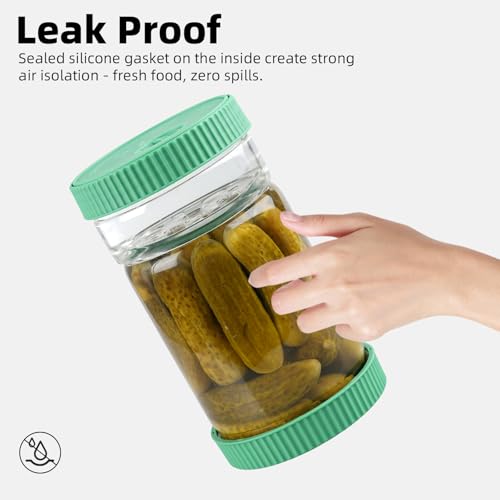 Glass Pickle Jar with Strainer Flip (Green)