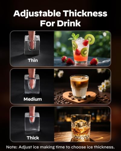 Clear Ice Cube Maker Countertop (Elegant Black / Cube Ice Maker)