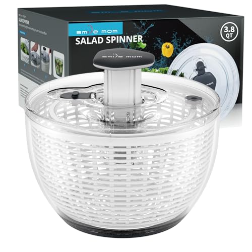 Salad Spinner Small Lettuce Spinner Kitchen Gadgets Vegetable Washer (3.8QT / White)