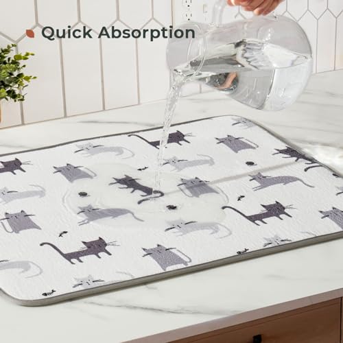 Dish Drying Mats 2 Pack (16''X18'' / Black & White Cats)