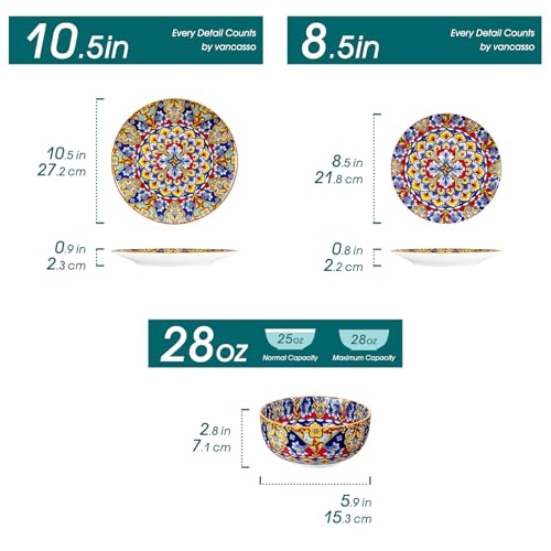 12 Pieces Dinnerware Sets (Service for 4 (12 Pcs) / Bohemian Orange)