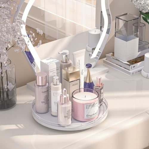 12 Inch Oak Lazy Susan Vanity Tray (White / 12)