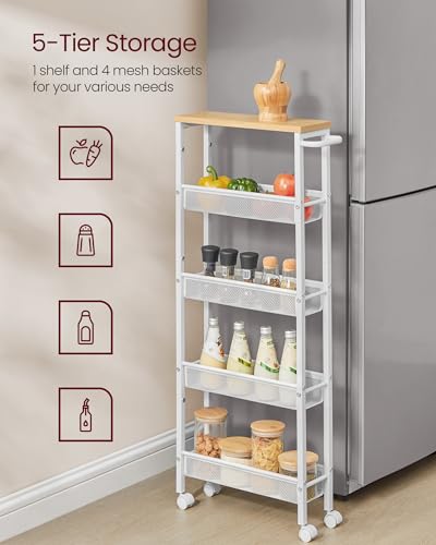 5 Tier Slim Rolling Storage cart with Wheels