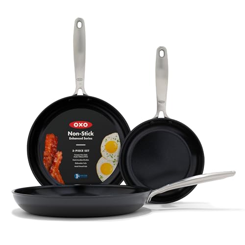Enhanced 8" 10" and 12" 3 Piece Frying Pan Skillet Set (8" 10" and 12" Frying Pan Skillet Se / Black)