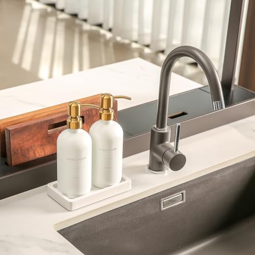 Gold Soap Dispenser Set (White Bottle & Gold Pump)