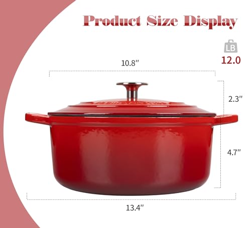 Enameled Cast Iron Dutch Oven (Red / 5.5QT)