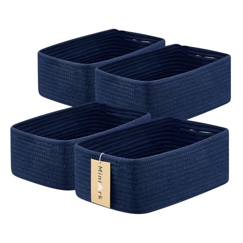 Small Storage Baskets for Organizing (4pcs-L13xW8.5xH5.1" / Navy Blue)