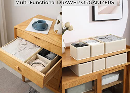 12 Pack Drawer Organizer Clothes (Beige / 12 Pack)