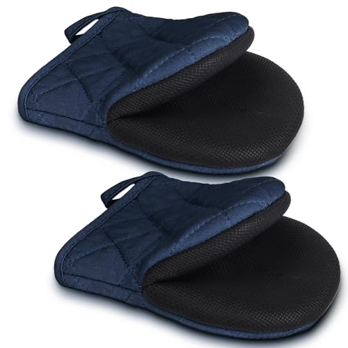 1 Pair Short Oven Mitts (Dark Blue)