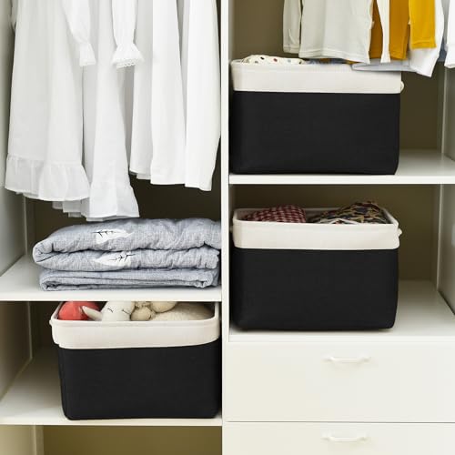 Storage Basket for Gifts Empty (White & Black / 3PCS/Large Cube - 16L×12W×12H)