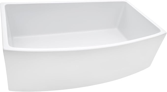 Ruvati 33 inch Fireclay White Farmhouse Kitchen Sink Bow Front Curved Apron Single Bowl - RVL2398WH