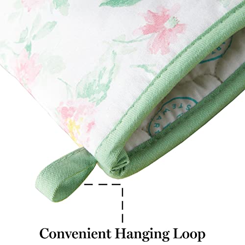 Amber Floral Oven Mitt & Pot Holder Set 2 (Petal Pink)