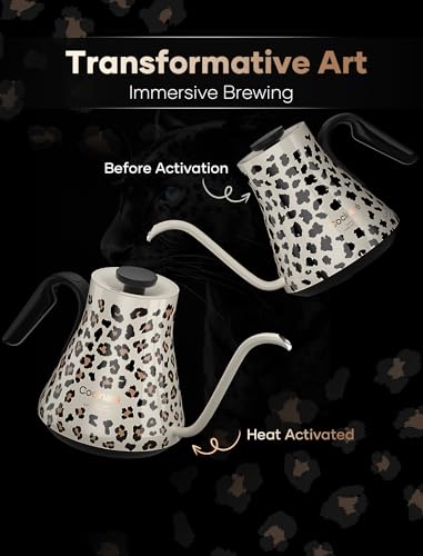 Color Changing Gooseneck Electric Kettle for Precision Brewing (Oat Leopard)