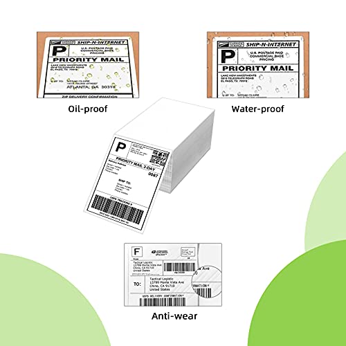 4" x 6" Fanfold Direct Thermal Labels for White Mailing Address Postage Shipping Commercial Grade Compatible with Zebra & Rollo & MUNBYN Label Printer (4" x 6" / 4 Stacks)