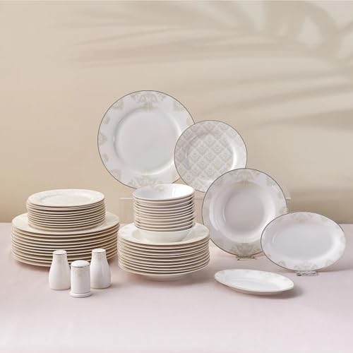 Siena 53 Piece Porcelain Plates and Bowls Set with Dinner & Dessert Plates