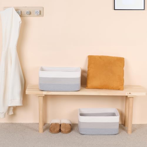 Large Storage Baskets for Shelves (3pcs-L17×W13×H7.5" / Gradient Grey)