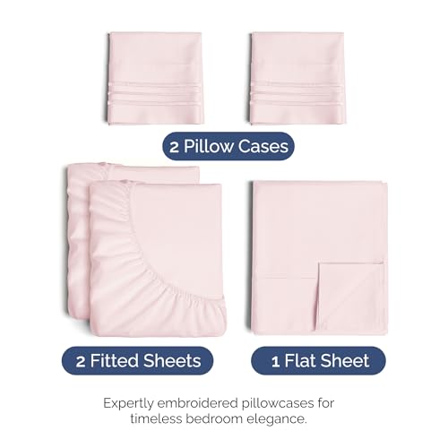 Split King Size 5 Piece Sheet Set (30 - Lavender Pink / Split King Size)