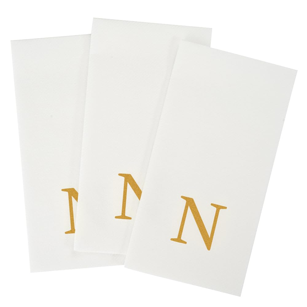 Paper Rectangle Gold Letter N Linen (Gold / 2000 Count / N)