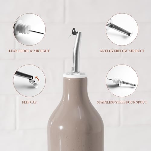 16oz Ceramic Oil Dispenser Bottle (Cinnamon Brown / 1 Piece (Milkyway))