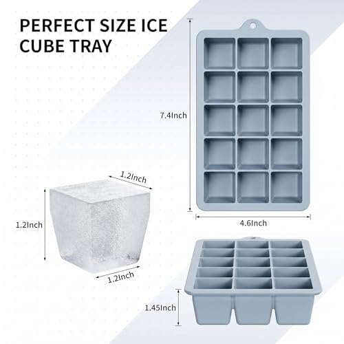Silicone Ice Cube Tray 3 Pack (Ice Cube Tray 3 Pack / Blue+Gray+Pink)