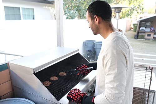 Heat Resistant Oven Glove (Black/Red / Extra Long Cuff)