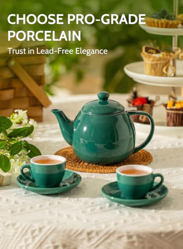 Porcelain Teapot 27 oz with Infuser for Loose Leaf Tea (Sage Green / 27oz (with infuser))